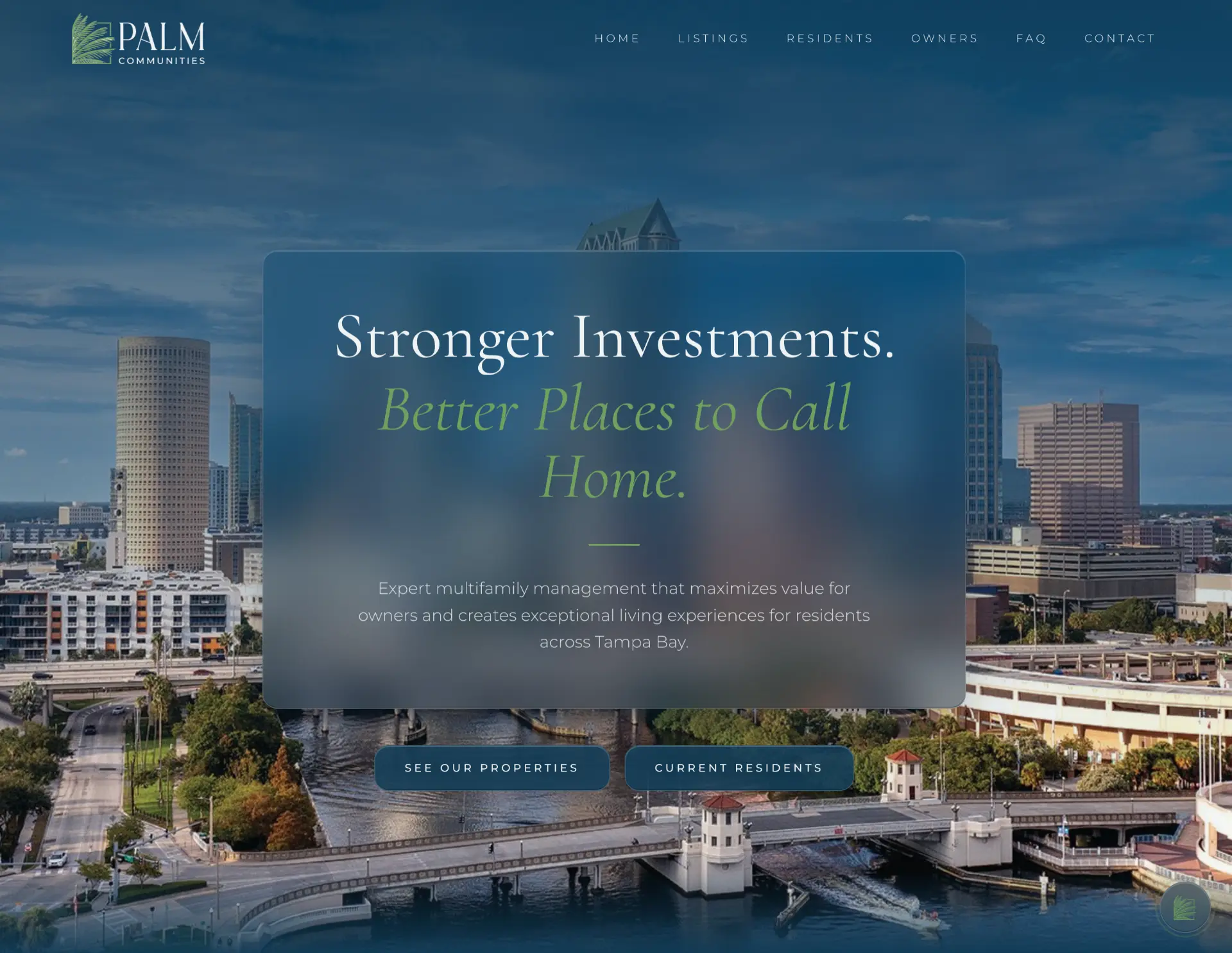 Redesigned Palm Communities website